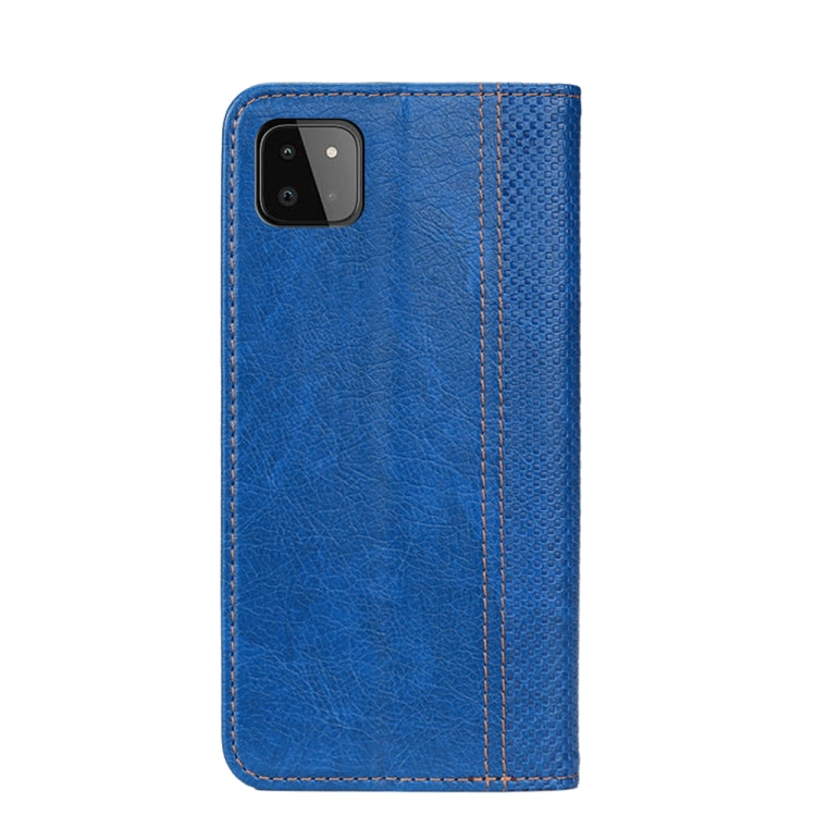 For Samsung Galaxy A22 5G Grid Texture Magnetic PU + TPU Horizontal Flip Leather Case with Holder & Card Slot