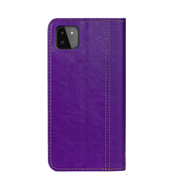For Samsung Galaxy A22 5G Grid Texture Magnetic PU + TPU Horizontal Flip Leather Case with Holder & Card Slot