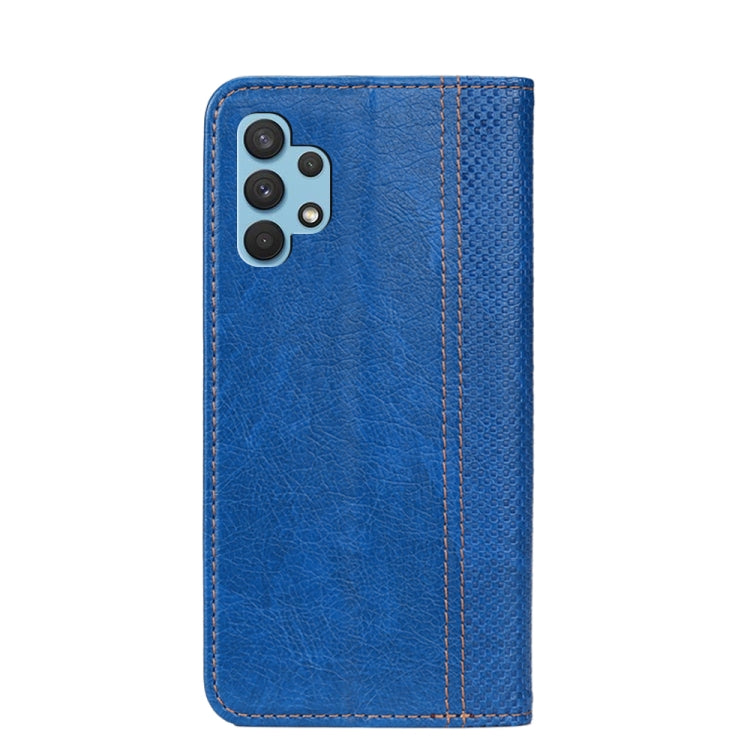 For Samsung Galaxy A32 4G Grid Texture Magnetic PU + TPU Horizontal Flip Leather Case with Holder & Card Slot