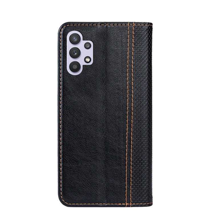 For Samsung Galaxy A32 5G Grid Texture Magnetic PU + TPU Horizontal Flip Leather Case with Holder & Card Slot
