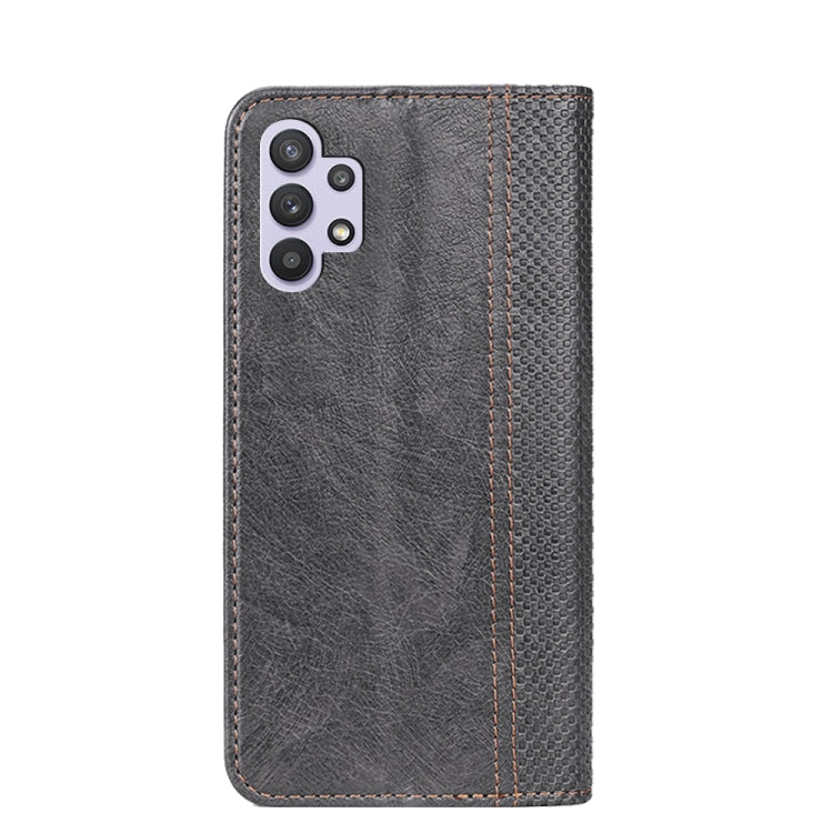 For Samsung Galaxy A32 5G Grid Texture Magnetic PU + TPU Horizontal Flip Leather Case with Holder & Card Slot