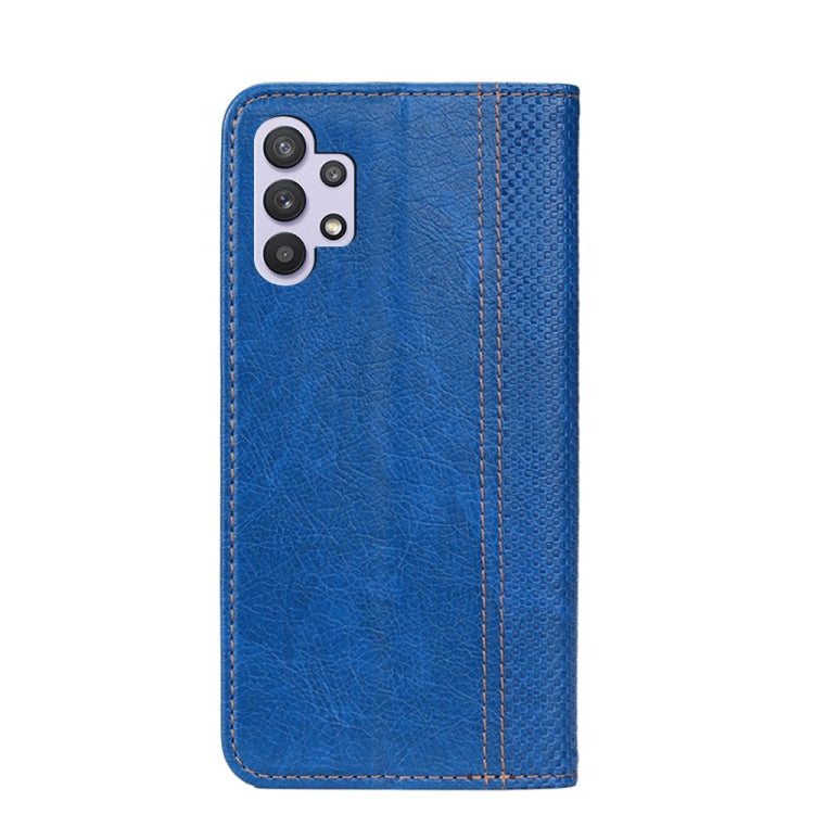 For Samsung Galaxy A32 5G Grid Texture Magnetic PU + TPU Horizontal Flip Leather Case with Holder & Card Slot