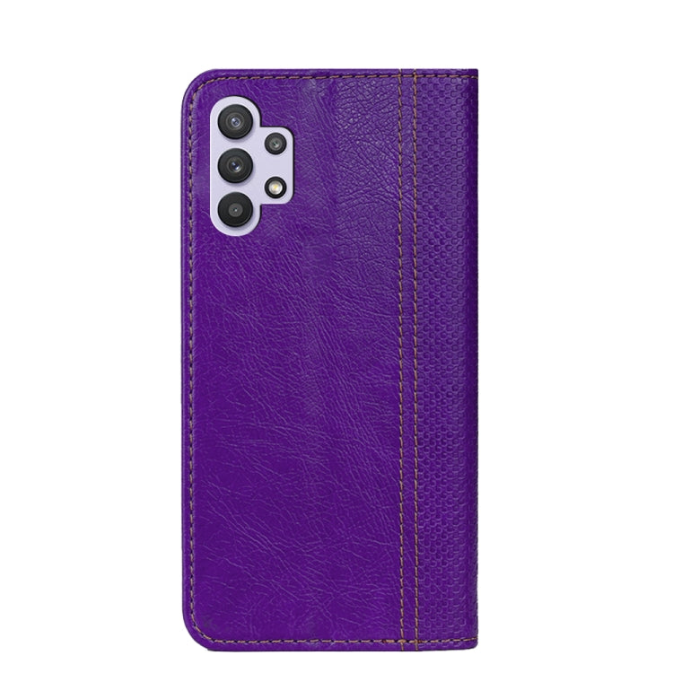 For Samsung Galaxy A32 5G Grid Texture Magnetic PU + TPU Horizontal Flip Leather Case with Holder & Card Slot