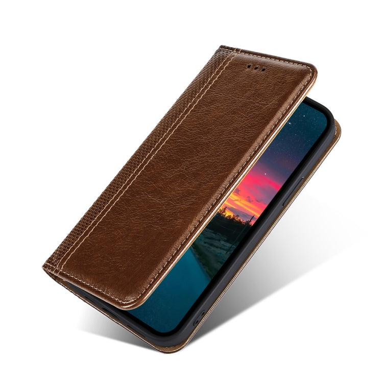 For Samsung Galaxy A41 JP Version Grid Texture Magnetic PU + TPU Horizontal Flip Leather Case with Holder & Card Slot