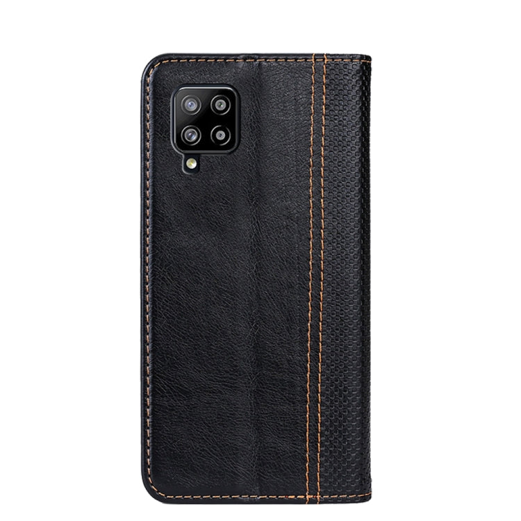 For Samsung Galaxy A42 5G Grid Texture Magnetic PU + TPU Horizontal Flip Leather Case with Holder & Card Slot