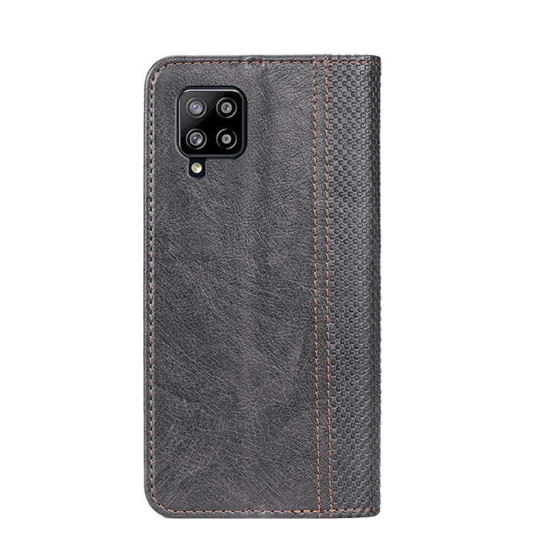 For Samsung Galaxy A42 5G Grid Texture Magnetic PU + TPU Horizontal Flip Leather Case with Holder & Card Slot