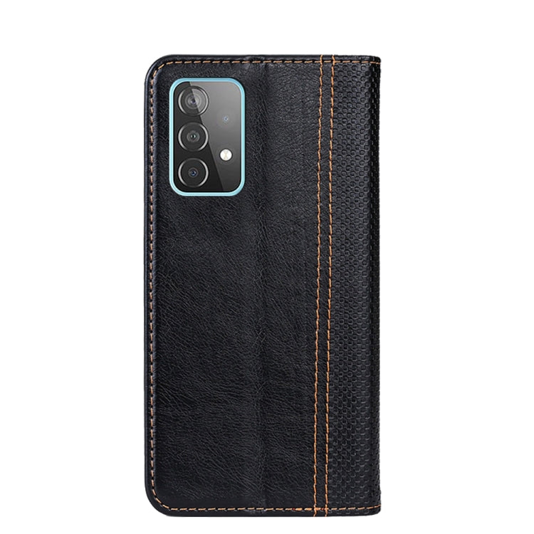 For Samsung Galaxy A52 5G / 4G Grid Texture Magnetic PU + TPU Horizontal Flip Leather Case with Holder & Card Slot