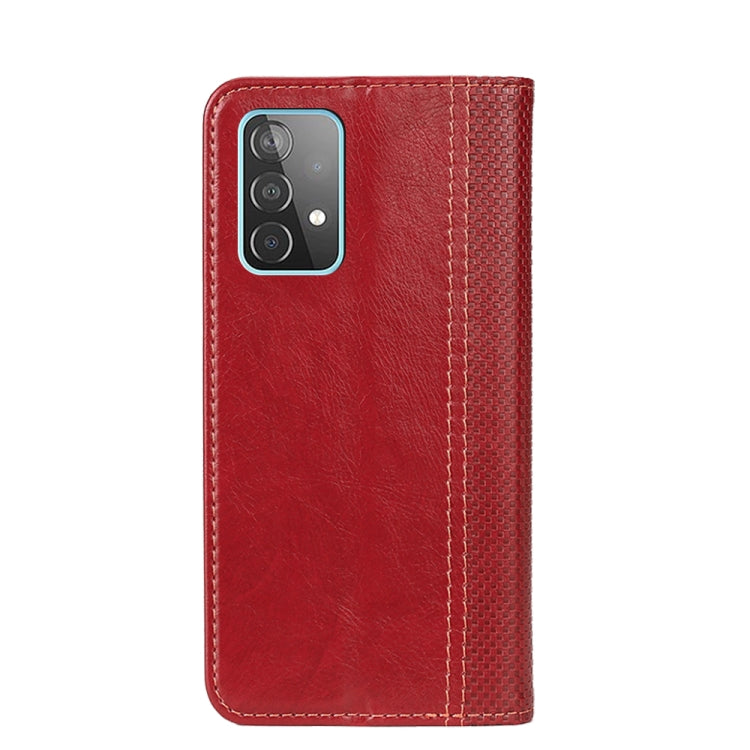For Samsung Galaxy A52 5G / 4G Grid Texture Magnetic PU + TPU Horizontal Flip Leather Case with Holder & Card Slot