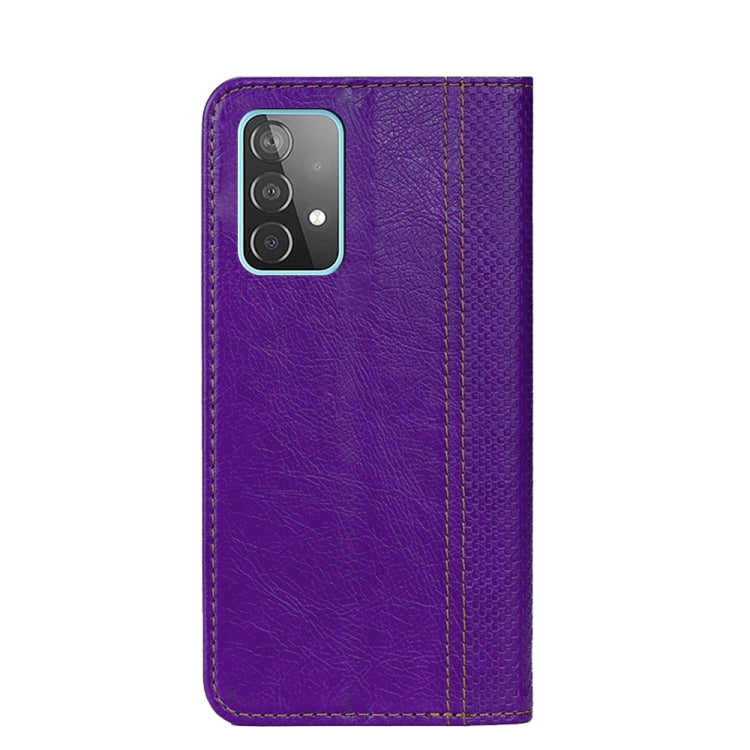 For Samsung Galaxy A52 5G / 4G Grid Texture Magnetic PU + TPU Horizontal Flip Leather Case with Holder & Card Slot