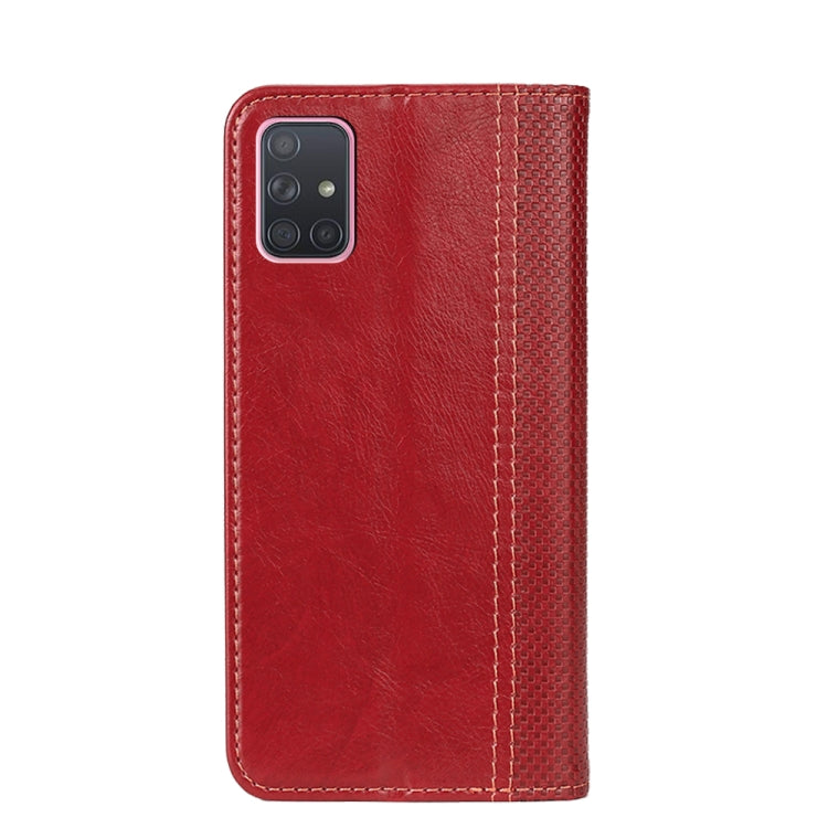 For Samsung Galaxy A71 Grid Texture Magnetic PU + TPU Horizontal Flip Leather Case with Holder & Card Slot