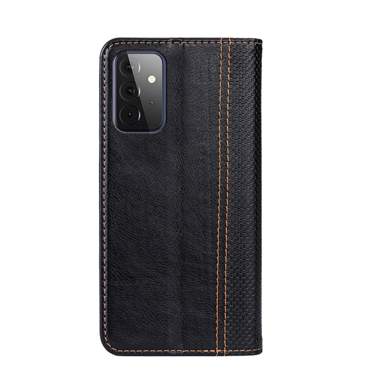 For Samsung Galaxy A72 5G / 4G Grid Texture Magnetic PU + TPU Horizontal Flip Leather Case with Holder & Card Slot