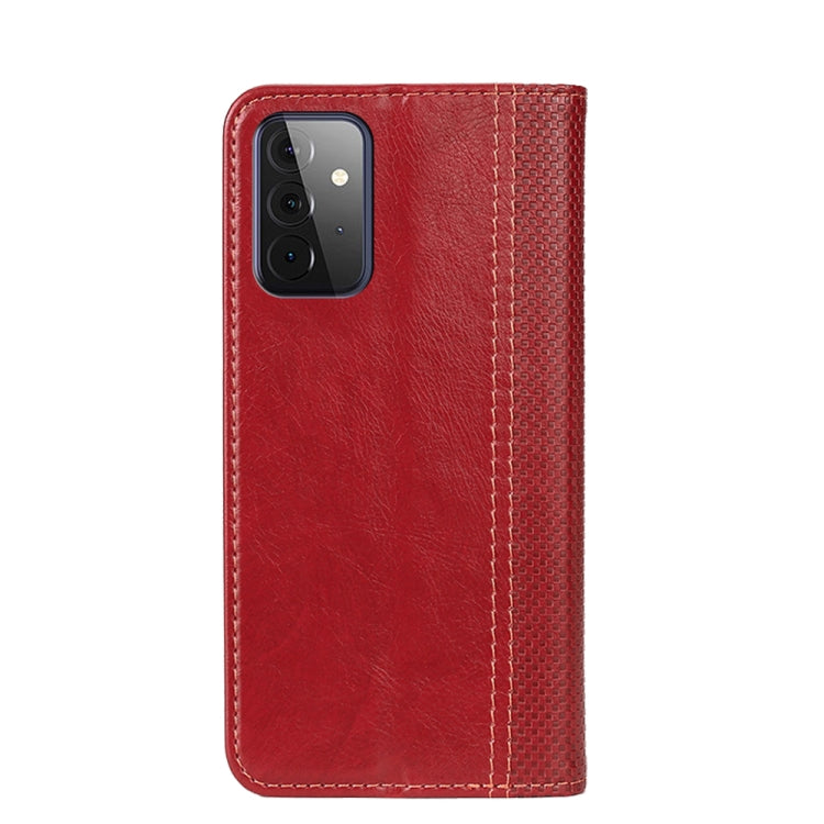For Samsung Galaxy A72 5G / 4G Grid Texture Magnetic PU + TPU Horizontal Flip Leather Case with Holder & Card Slot