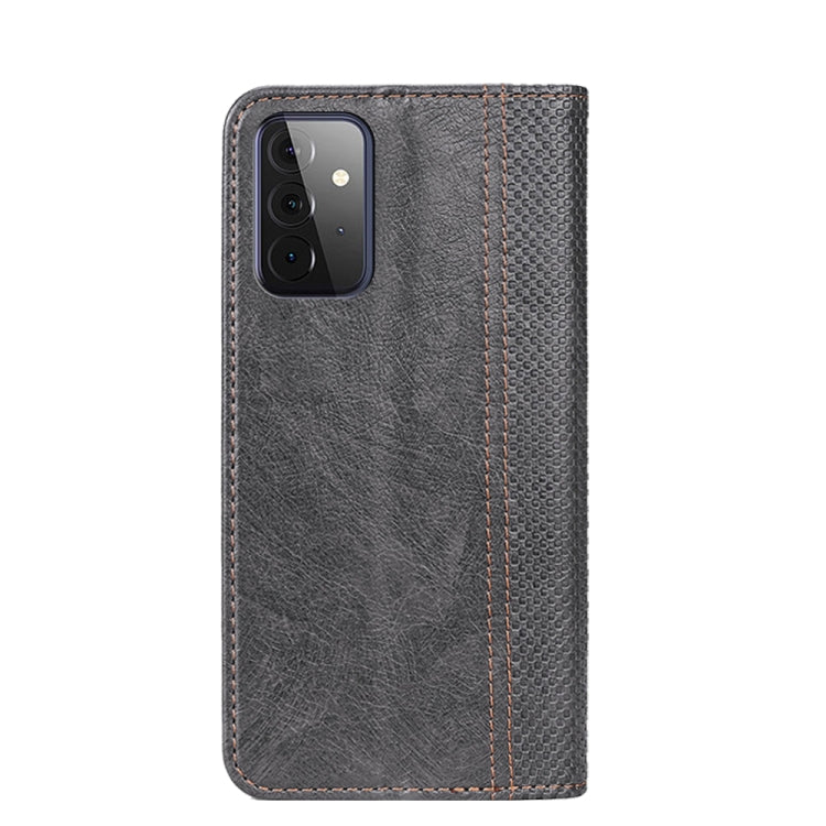 For Samsung Galaxy A72 5G / 4G Grid Texture Magnetic PU + TPU Horizontal Flip Leather Case with Holder & Card Slot