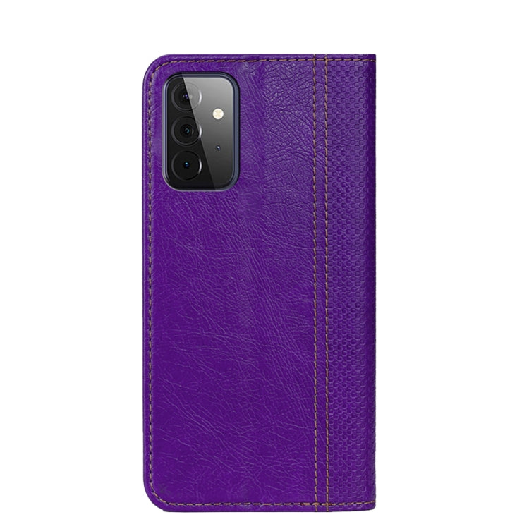 For Samsung Galaxy A72 5G / 4G Grid Texture Magnetic PU + TPU Horizontal Flip Leather Case with Holder & Card Slot