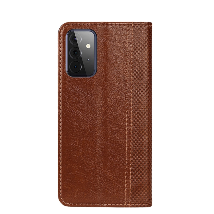 For Samsung Galaxy A72 5G / 4G Grid Texture Magnetic PU + TPU Horizontal Flip Leather Case with Holder & Card Slot