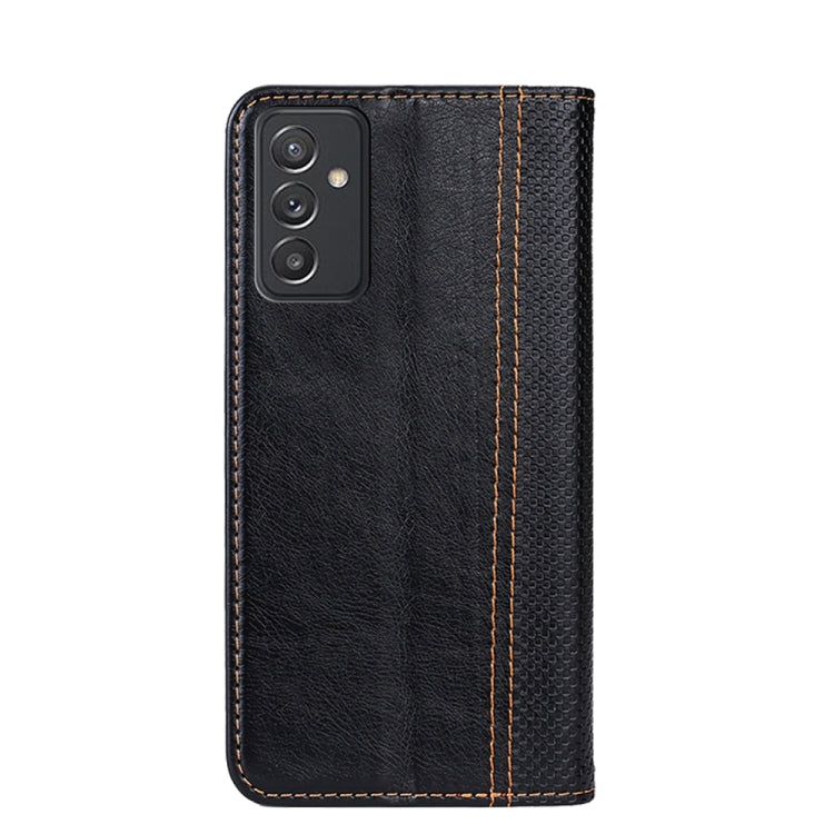 For Samsung Galaxy Quantum 2 / A82 5G Grid Texture Magnetic PU + TPU Horizontal Flip Leather Case with Holder & Card Slot