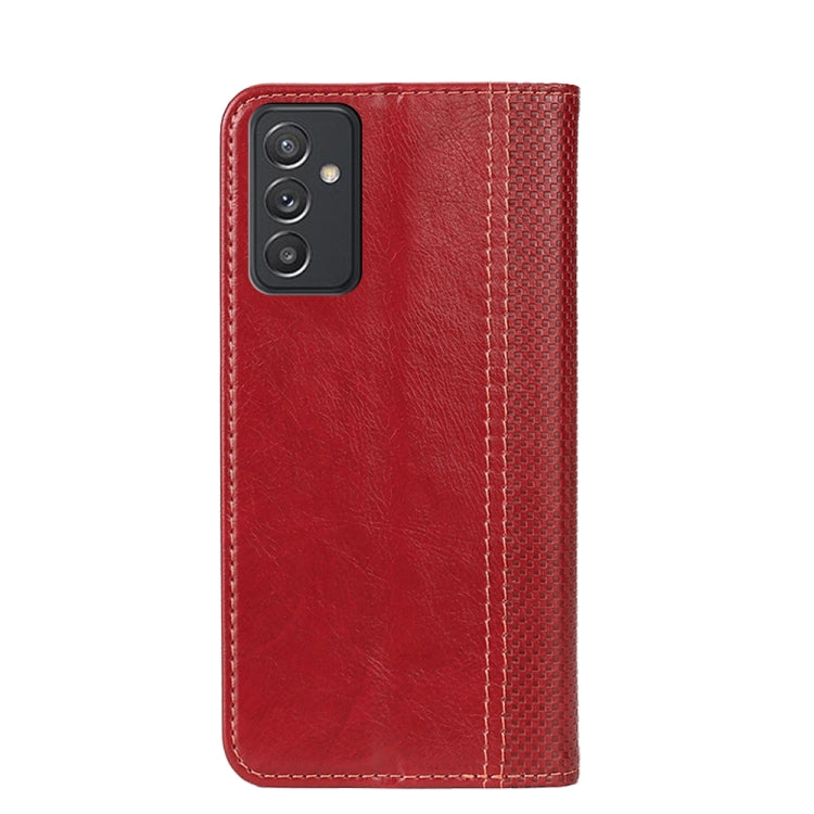 For Samsung Galaxy Quantum 2 / A82 5G Grid Texture Magnetic PU + TPU Horizontal Flip Leather Case with Holder & Card Slot