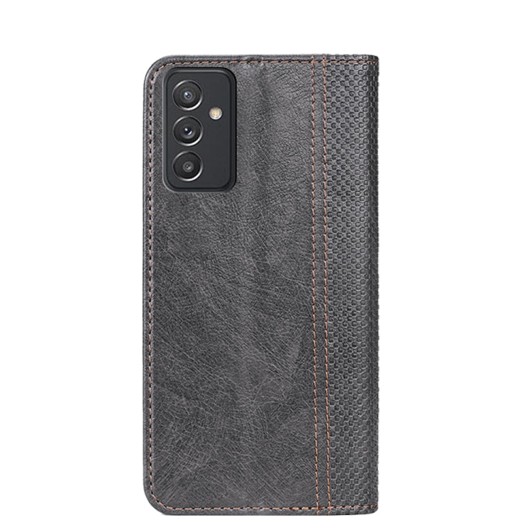 For Samsung Galaxy Quantum 2 / A82 5G Grid Texture Magnetic PU + TPU Horizontal Flip Leather Case with Holder & Card Slot