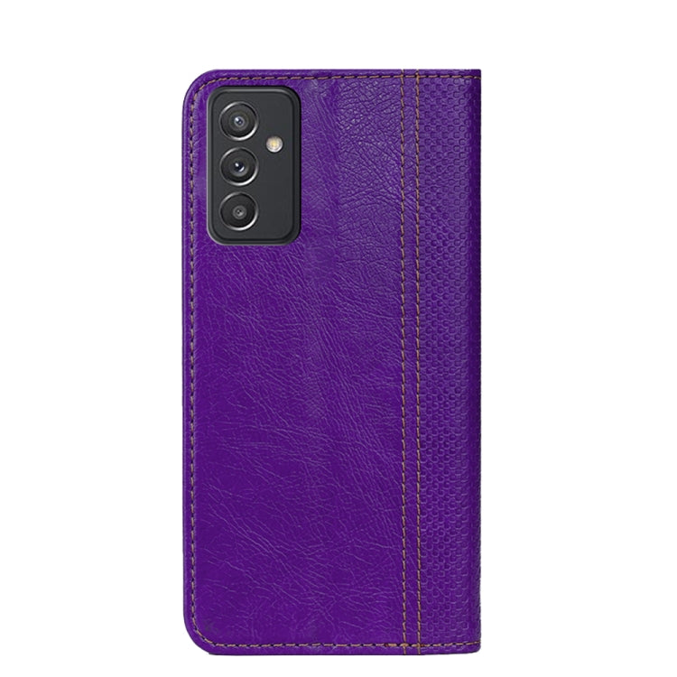 For Samsung Galaxy Quantum 2 / A82 5G Grid Texture Magnetic PU + TPU Horizontal Flip Leather Case with Holder & Card Slot