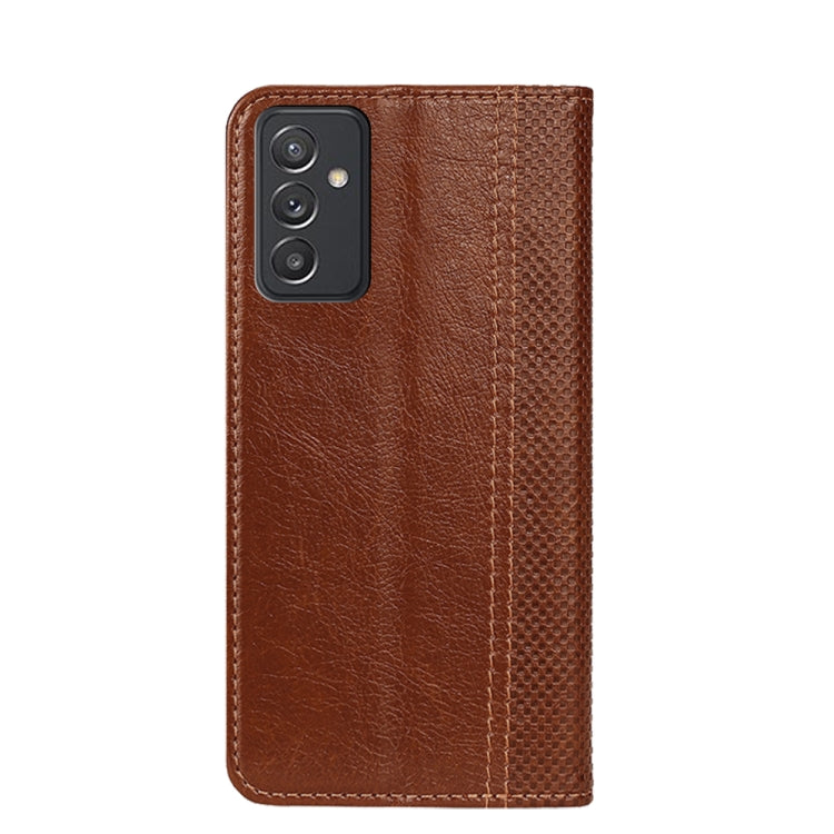 For Samsung Galaxy Quantum 2 / A82 5G Grid Texture Magnetic PU + TPU Horizontal Flip Leather Case with Holder & Card Slot