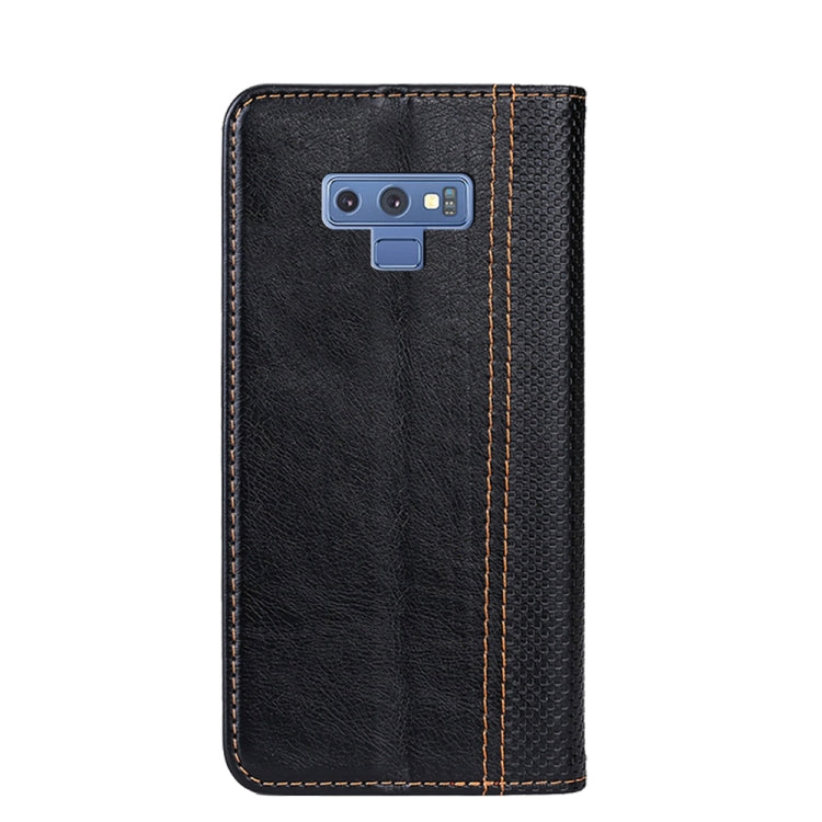 For Samsung Galaxy Note9 Grid Texture Magnetic PU + TPU Horizontal Flip Leather Case with Holder & Card Slot