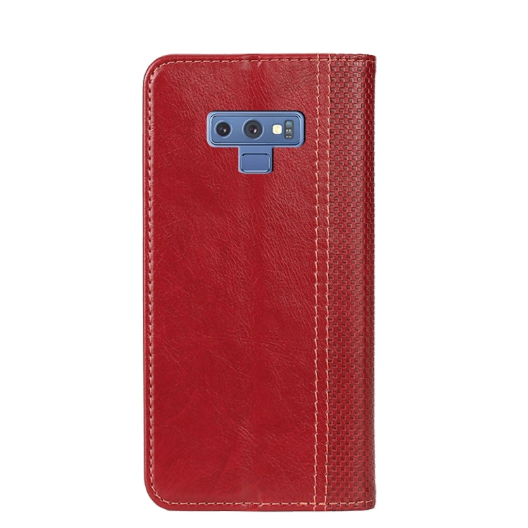 For Samsung Galaxy Note9 Grid Texture Magnetic PU + TPU Horizontal Flip Leather Case with Holder & Card Slot