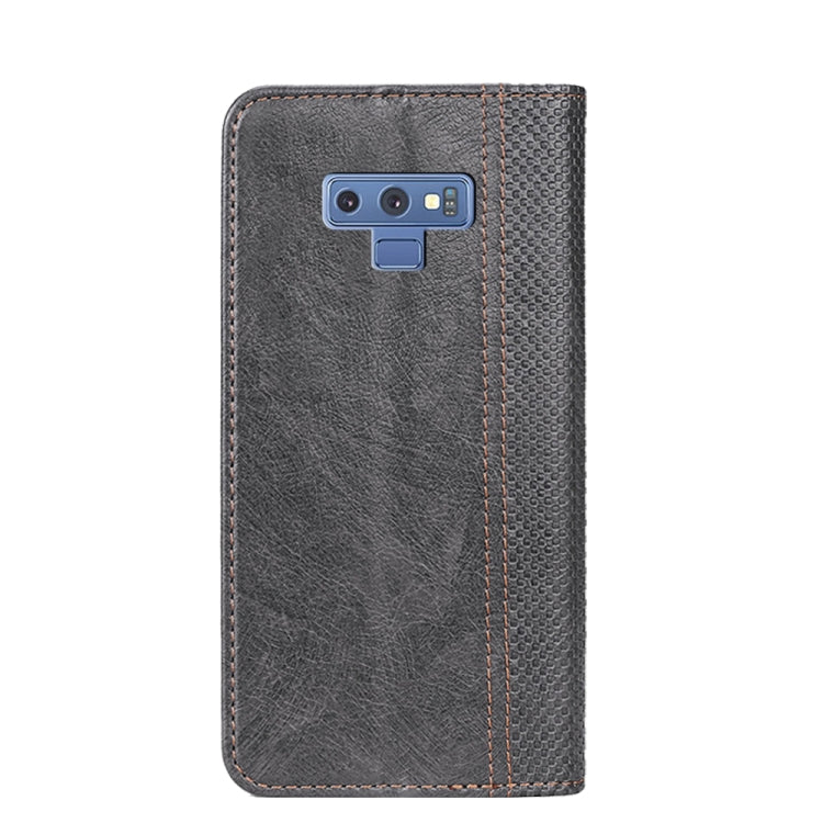 For Samsung Galaxy Note9 Grid Texture Magnetic PU + TPU Horizontal Flip Leather Case with Holder & Card Slot