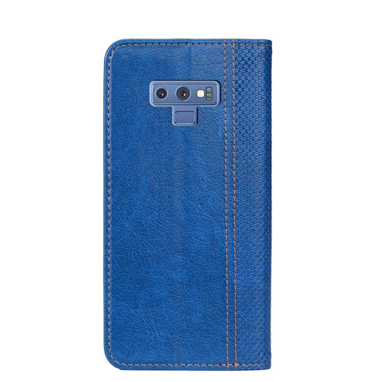 For Samsung Galaxy Note9 Grid Texture Magnetic PU + TPU Horizontal Flip Leather Case with Holder & Card Slot