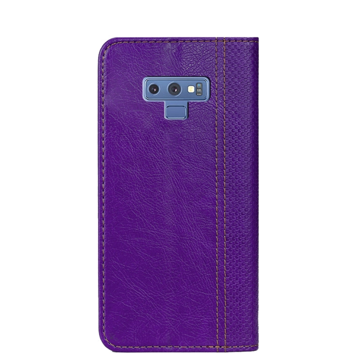 For Samsung Galaxy Note9 Grid Texture Magnetic PU + TPU Horizontal Flip Leather Case with Holder & Card Slot
