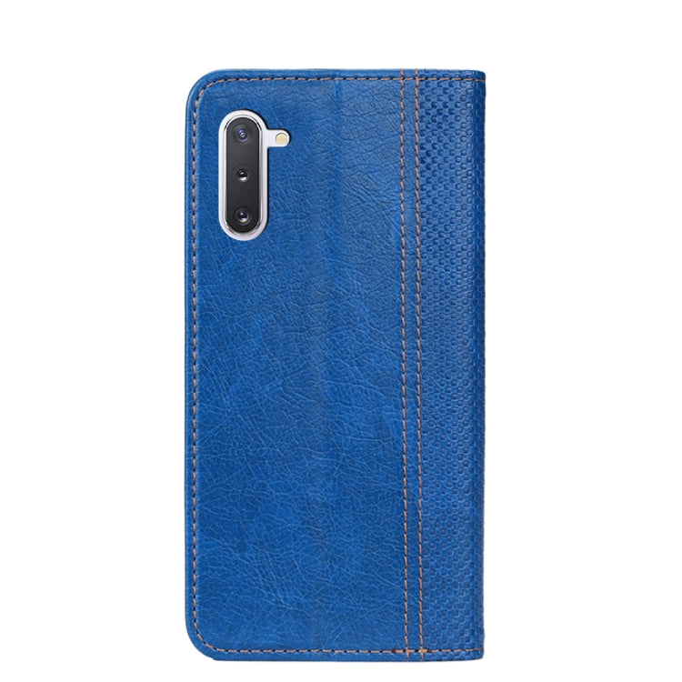 For Samsung Galaxy Note10 Grid Texture Magnetic PU + TPU Horizontal Flip Leather Case with Holder & Card Slot
