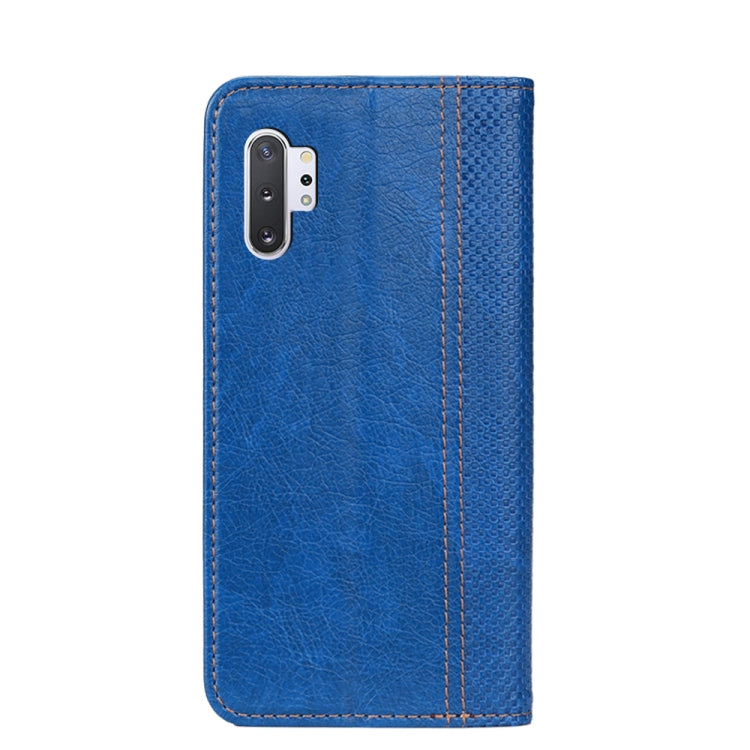 For Samsung Galaxy Note10+ Grid Texture Magnetic PU + TPU Horizontal Flip Leather Case with Holder & Card Slot