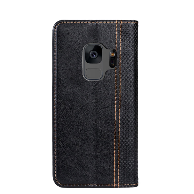 For Samsung Galaxy S9 Grid Texture Magnetic PU + TPU Horizontal Flip Leather Case with Holder & Card Slot