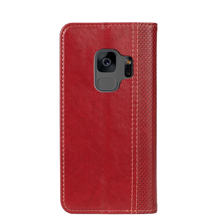 For Samsung Galaxy S9 Grid Texture Magnetic PU + TPU Horizontal Flip Leather Case with Holder & Card Slot