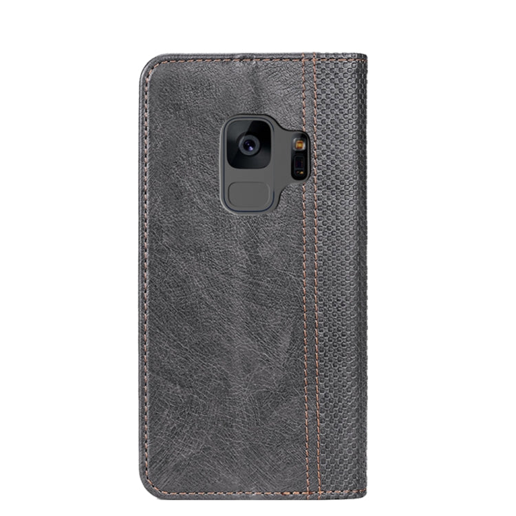 For Samsung Galaxy S9 Grid Texture Magnetic PU + TPU Horizontal Flip Leather Case with Holder & Card Slot