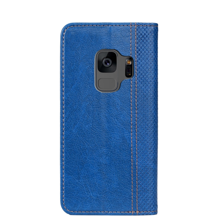 For Samsung Galaxy S9 Grid Texture Magnetic PU + TPU Horizontal Flip Leather Case with Holder & Card Slot