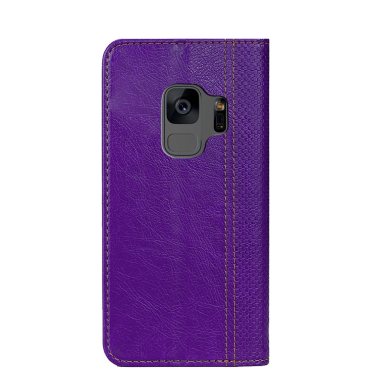 For Samsung Galaxy S9 Grid Texture Magnetic PU + TPU Horizontal Flip Leather Case with Holder & Card Slot