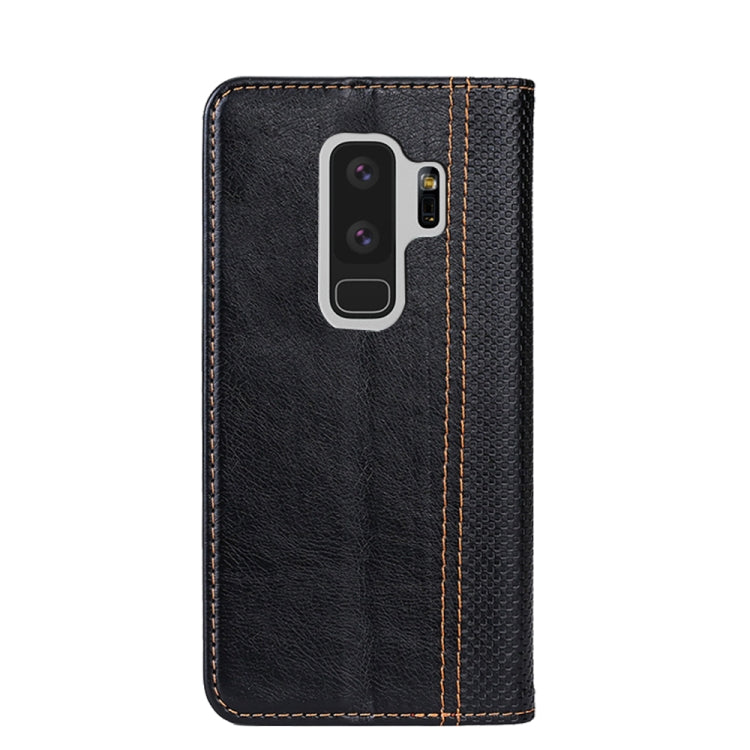 For Samsung Galaxy S9+ Grid Texture Magnetic PU + TPU Horizontal Flip Leather Case with Holder & Card Slot