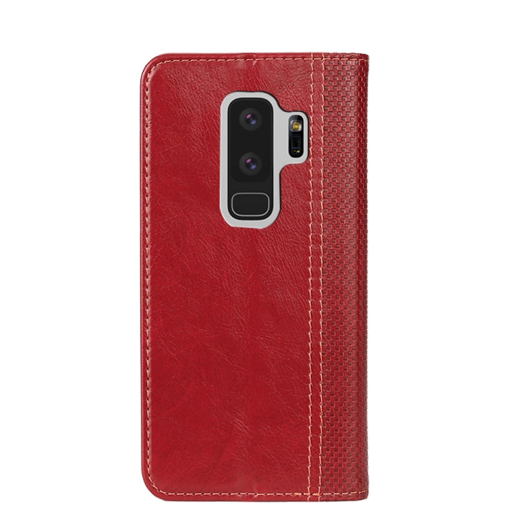For Samsung Galaxy S9+ Grid Texture Magnetic PU + TPU Horizontal Flip Leather Case with Holder & Card Slot