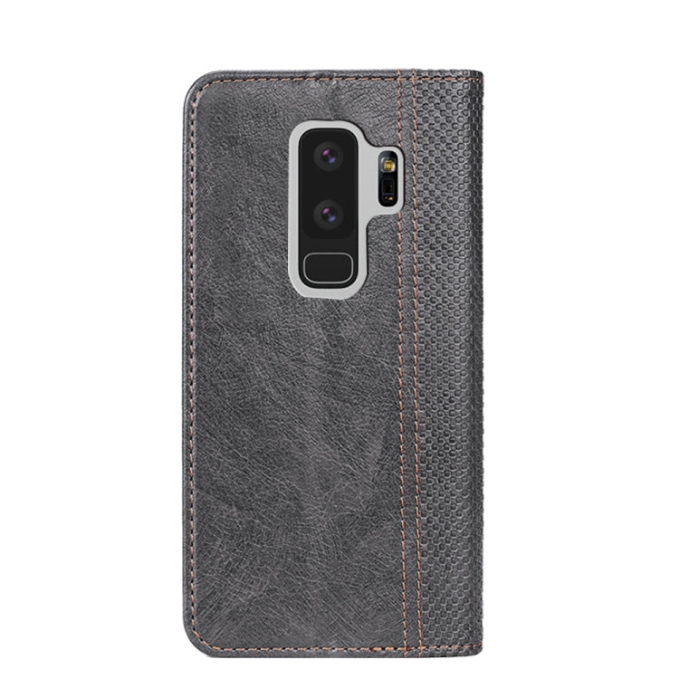 For Samsung Galaxy S9+ Grid Texture Magnetic PU + TPU Horizontal Flip Leather Case with Holder & Card Slot