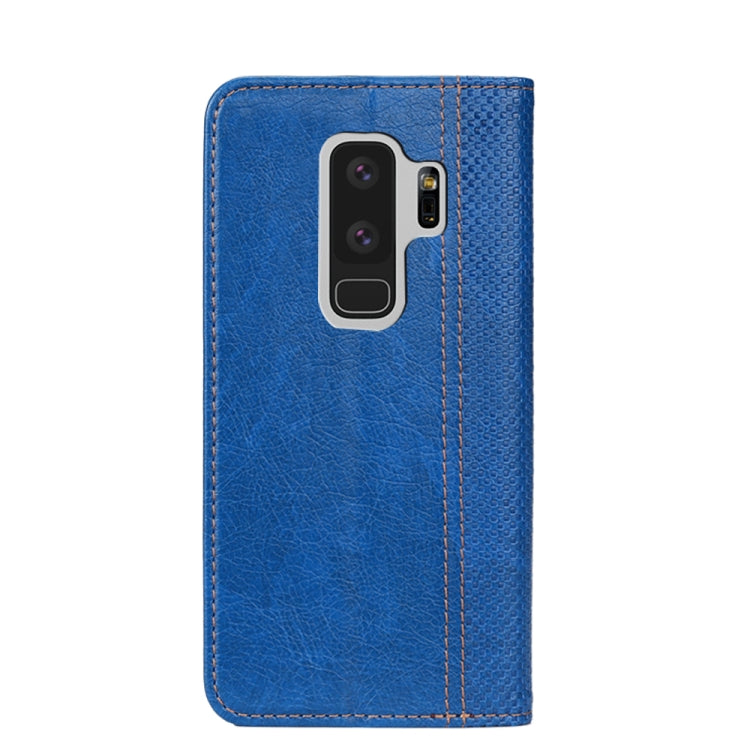 For Samsung Galaxy S9+ Grid Texture Magnetic PU + TPU Horizontal Flip Leather Case with Holder & Card Slot