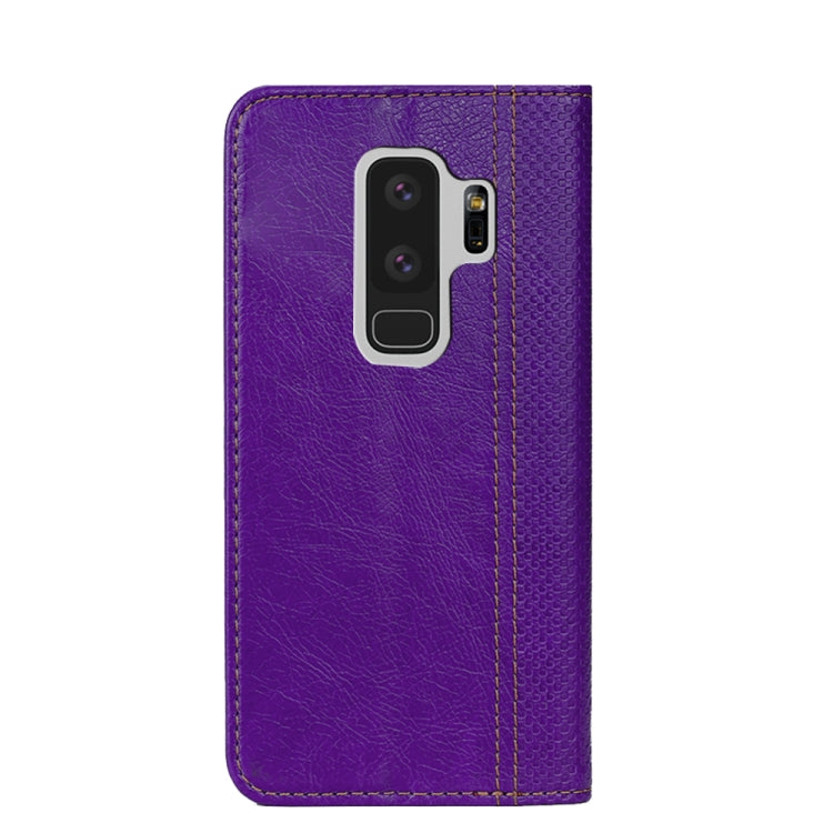 For Samsung Galaxy S9+ Grid Texture Magnetic PU + TPU Horizontal Flip Leather Case with Holder & Card Slot