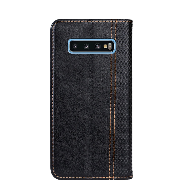 For Samsung Galaxy S10 Grid Texture Magnetic PU + TPU Horizontal Flip Leather Case with Holder & Card Slot