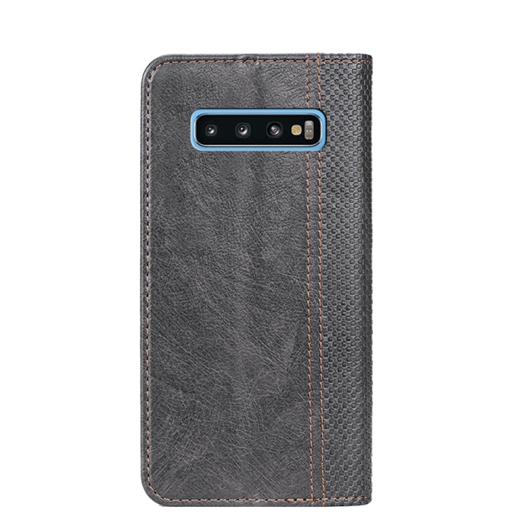 For Samsung Galaxy S10 Grid Texture Magnetic PU + TPU Horizontal Flip Leather Case with Holder & Card Slot