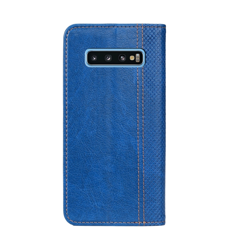 For Samsung Galaxy S10 Grid Texture Magnetic PU + TPU Horizontal Flip Leather Case with Holder & Card Slot