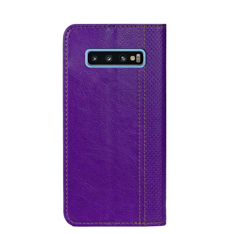 For Samsung Galaxy S10 Grid Texture Magnetic PU + TPU Horizontal Flip Leather Case with Holder & Card Slot