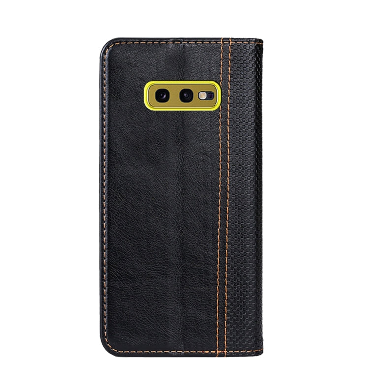 For Samsung Galaxy S10e Grid Texture Magnetic PU + TPU Horizontal Flip Leather Case with Holder & Card Slot