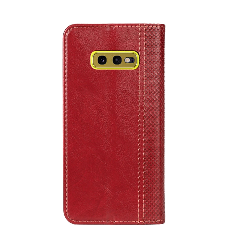 For Samsung Galaxy S10e Grid Texture Magnetic PU + TPU Horizontal Flip Leather Case with Holder & Card Slot