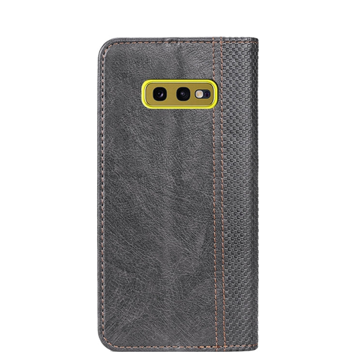 For Samsung Galaxy S10e Grid Texture Magnetic PU + TPU Horizontal Flip Leather Case with Holder & Card Slot