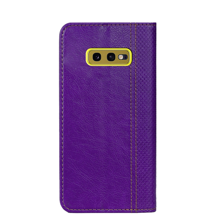 For Samsung Galaxy S10e Grid Texture Magnetic PU + TPU Horizontal Flip Leather Case with Holder & Card Slot