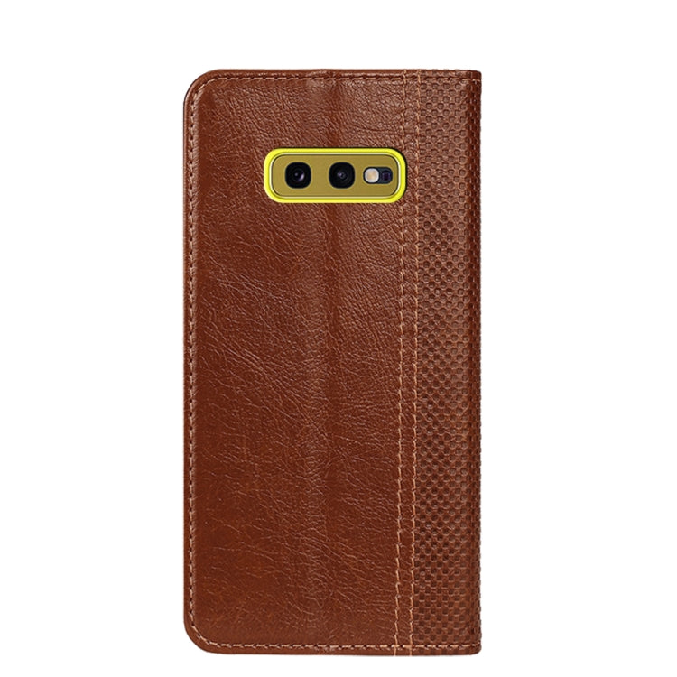 For Samsung Galaxy S10e Grid Texture Magnetic PU + TPU Horizontal Flip Leather Case with Holder & Card Slot